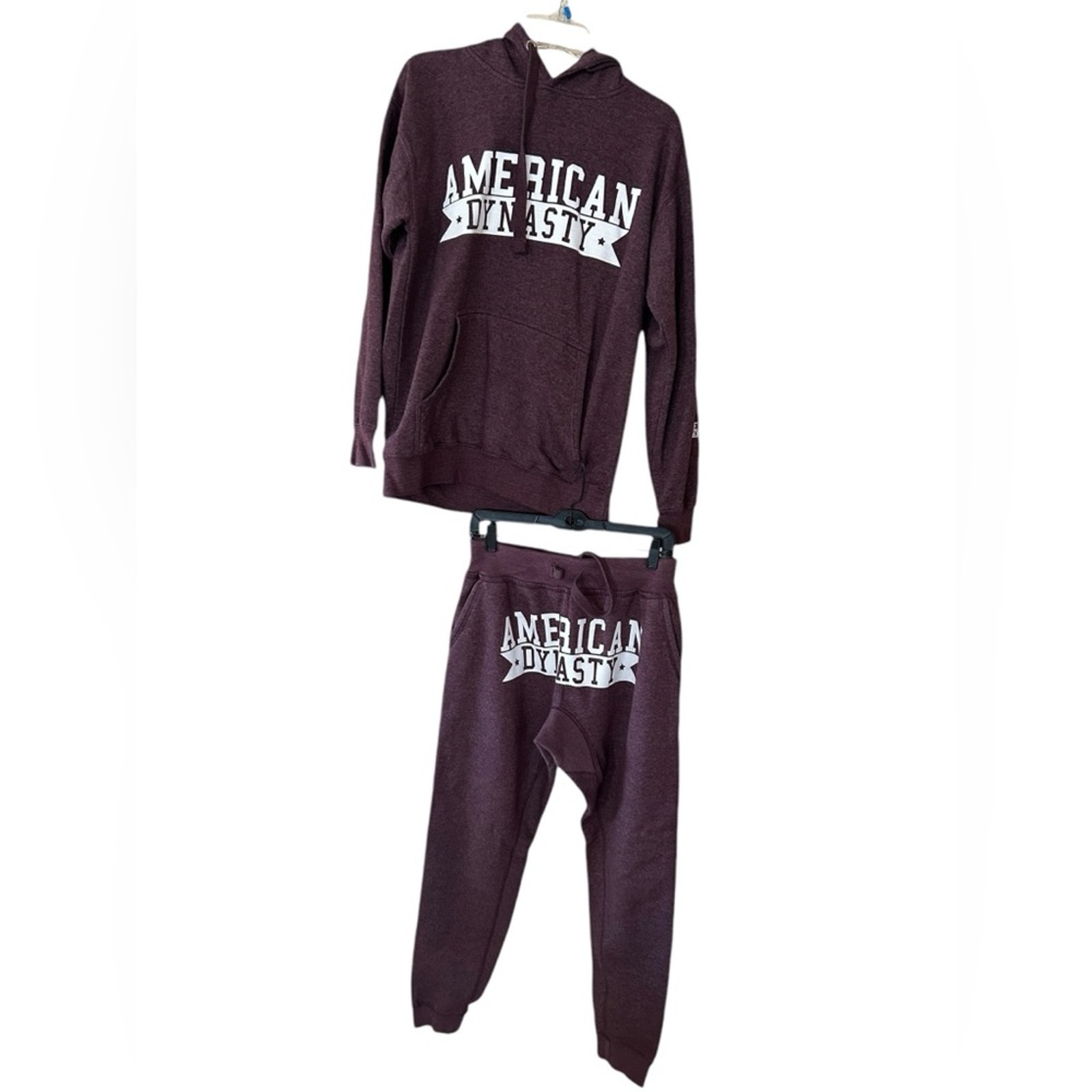 Cotton American Heritage Hoodie Set Jogger Pants Womens M Purple Fleece Pullover